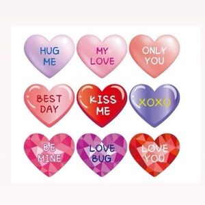 40 Valentines Candy Heart Stickers